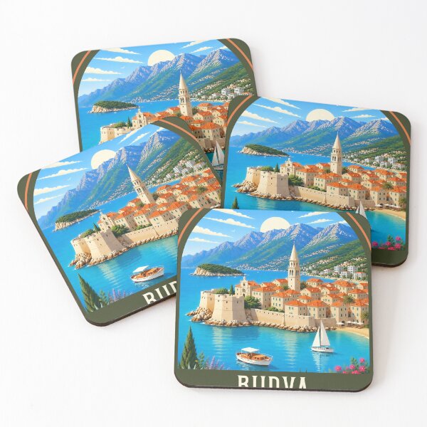 Item preview, Budva Vintage Travel Illustration designed and sold by HomeLivingCo.