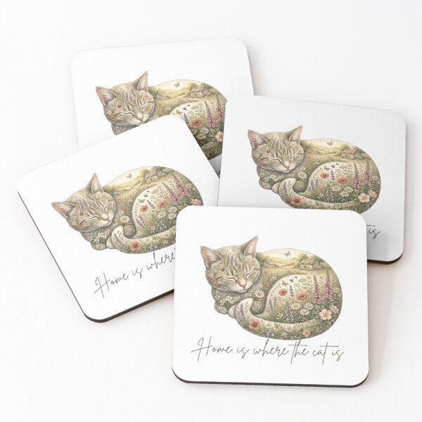 Item preview, Home Is Where The Cat Is – Cottagecore Cat designed and sold by RunningWhiskers.