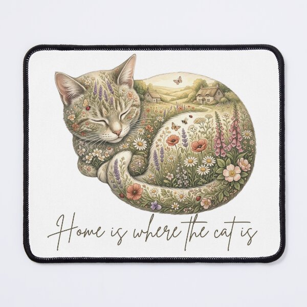 Item preview, Home Is Where The Cat Is – Cottagecore Cat designed and sold by RunningWhiskers.