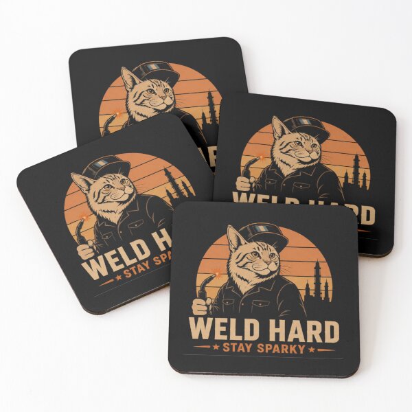 Item preview, Maine Coon Weld Hard Stay Sparky Welder Cat Retro Sunset designed and sold by RusticMeadow.