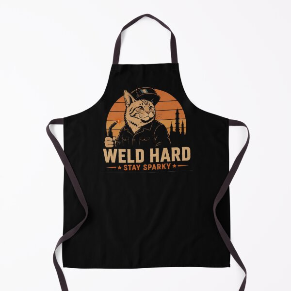 Item preview, Maine Coon Weld Hard Stay Sparky Welder Cat Retro Sunset designed and sold by RusticMeadow.