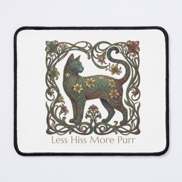 Item preview, Less Hiss More Purr – Art Nouveau Cat designed and sold by RunningWhiskers.