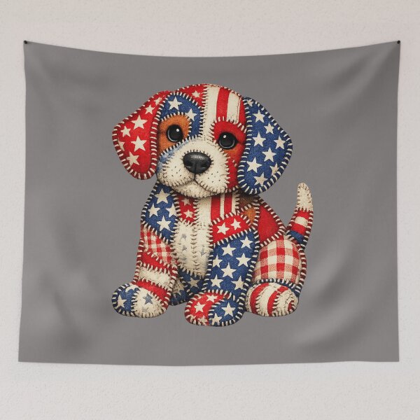 Item preview, Patriotic Puppy Patchwork designed and sold by Bluebird Crafted Tee.