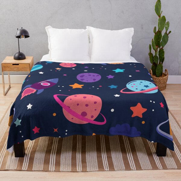 Item preview, Cute Space Pattern with Planets & Rockets | Colorful Outer Space Seamless Design designed and sold by Purple Moon .