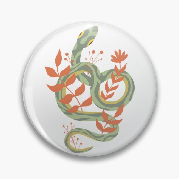 Item preview, Snake With Leaves Cute Green Folk Art Floral designed and sold by Veleriart.