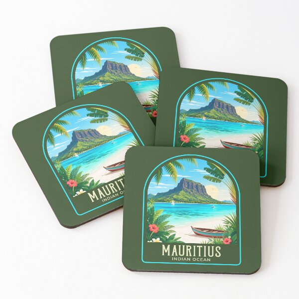 Item preview, Mauritius Vintage Travel Illustration designed and sold by HomeLivingCo.
