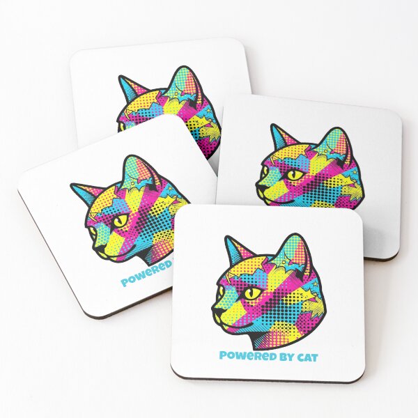 Item preview, Powered By Cat – Pop Art Cat designed and sold by RunningWhiskers.