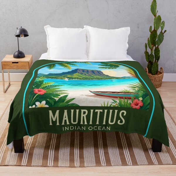 Item preview, Mauritius Vintage Travel Illustration designed and sold by HomeLivingCo.