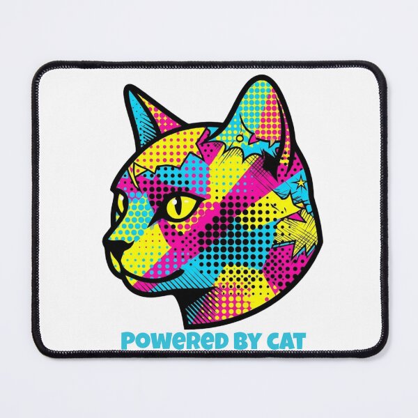 Item preview, Powered By Cat – Pop Art Cat designed and sold by RunningWhiskers.