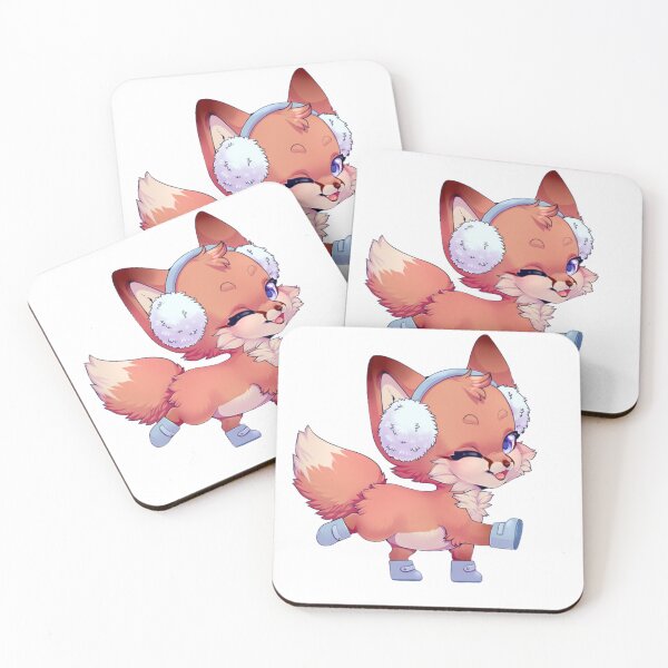 Item preview, A cheerful chibi fox wearing earmuffs and boots, skipping happily. designed and sold by VioIneka.