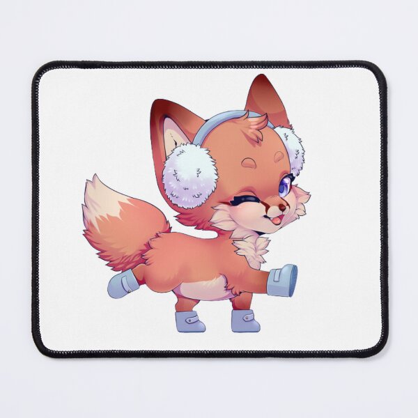 Item preview, A cheerful chibi fox wearing earmuffs and boots, skipping happily. designed and sold by VioIneka.
