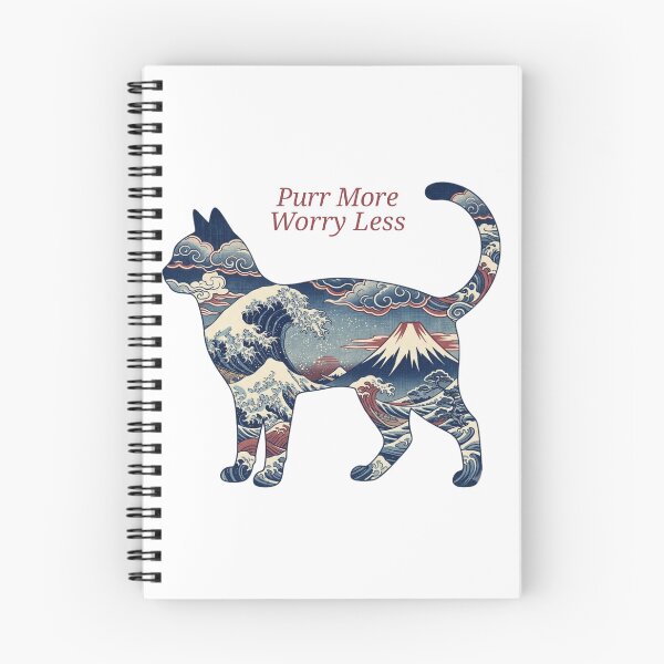 Item preview, Purr More Worry Less – Japanese Ukiyo-e Cat designed and sold by RunningWhiskers.