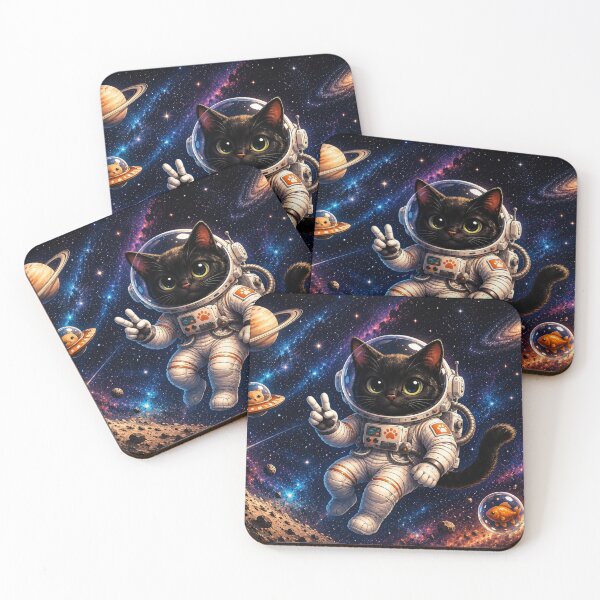 Item preview, Cute Black Cat Astronaut in Space designed and sold by cat-and-pigeon.