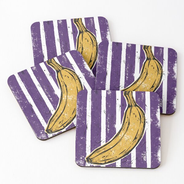 Item preview, Retro Linocut Banana Art - Pop Art Striped Background designed and sold by seven things shop.