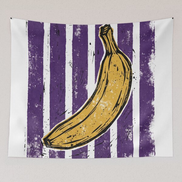 Item preview, Retro Linocut Banana Art - Pop Art Striped Background designed and sold by seven things shop.