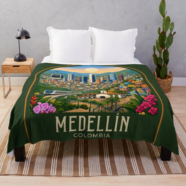Item preview, Medellín Vintage Travel Illustration designed and sold by HomeLivingCo.