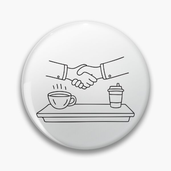 Item preview, Two hands shaking over a café table with a coffee cup designed and sold by rasagamastore.