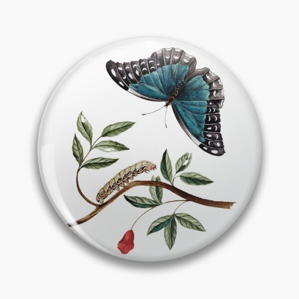 Item preview, Vintage Blue Butterfly and Caterpillar Watercolor Illustration designed and sold by RGB-crayon.