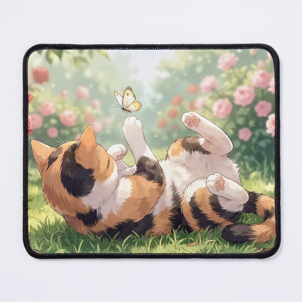 Item preview, Cat Playing in Garden (Mouse Pad) designed and sold by Olivchick.