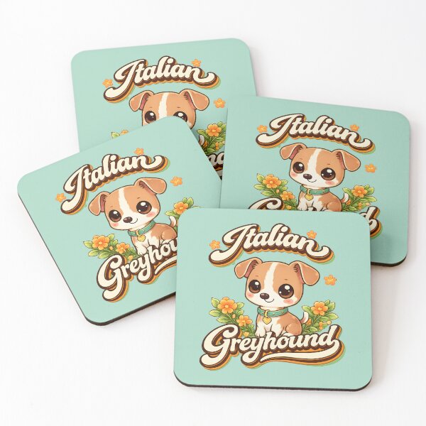 Item preview, Italian Greyhound Kawaii Puppy with Floral Retro Typography designed and sold by blankTeeShirt.