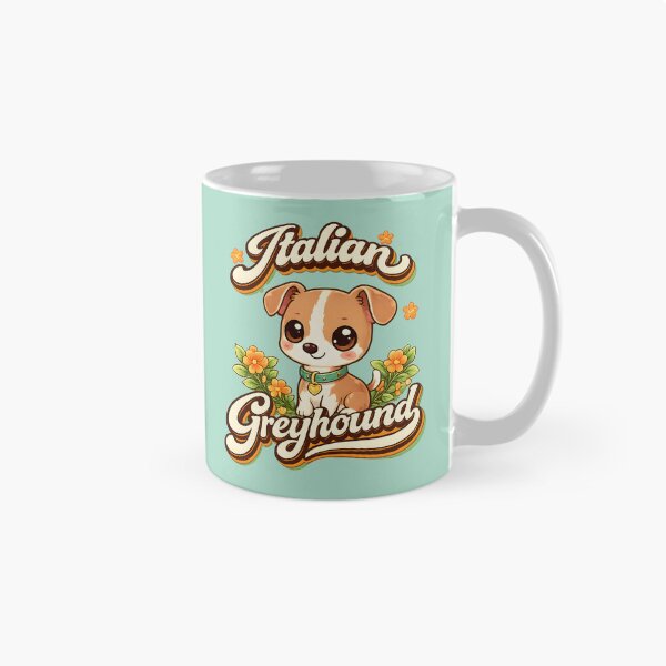 Item preview, Italian Greyhound Kawaii Puppy with Floral Retro Typography designed and sold by blankTeeShirt.