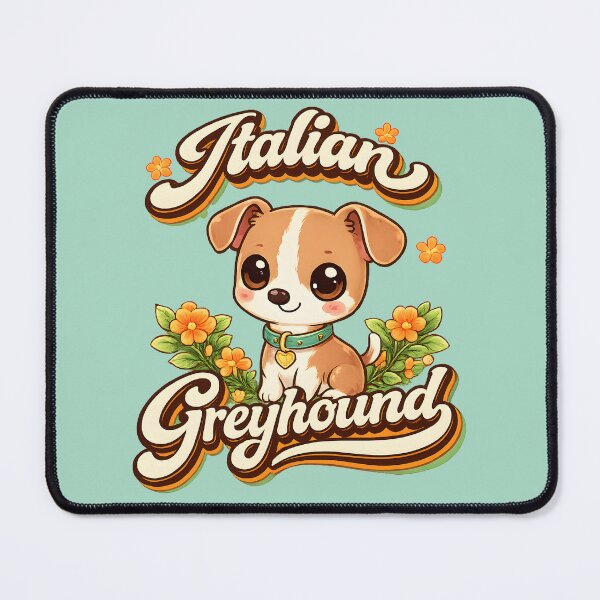 Item preview, Italian Greyhound Kawaii Puppy with Floral Retro Typography designed and sold by blankTeeShirt.