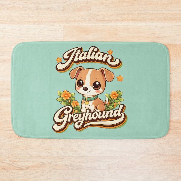 Item preview, Italian Greyhound Kawaii Puppy with Floral Retro Typography designed and sold by blankTeeShirt.