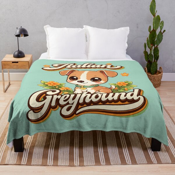 Item preview, Italian Greyhound Kawaii Puppy with Floral Retro Typography designed and sold by blankTeeShirt.