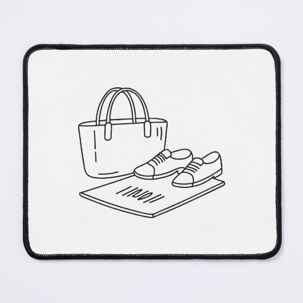 Item preview, A pair of shoes next to the mat with no bag nearby designed and sold by rasagamastore.