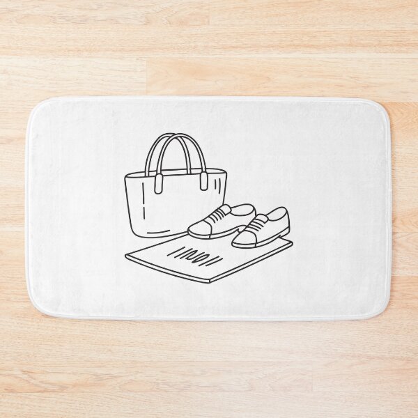 Item preview, A pair of shoes next to the mat with no bag nearby designed and sold by rasagamastore.