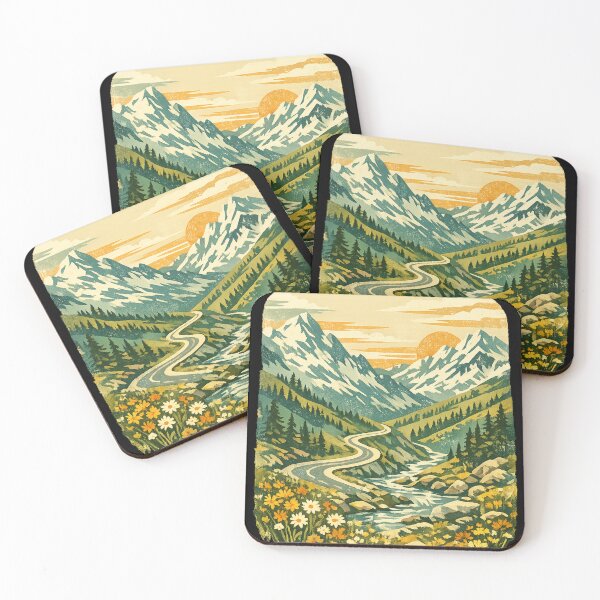 Item preview, Alpine Meadow Wildflowers: Mountain Valley Stream Sunrise Landscape Art designed and sold by irfanshikh.