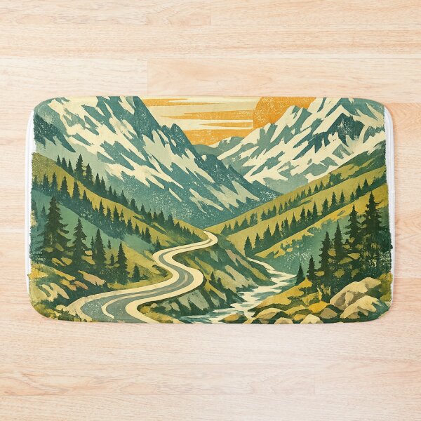 Item preview, Alpine Meadow Wildflowers: Mountain Valley Stream Sunrise Landscape Art designed and sold by irfanshikh.