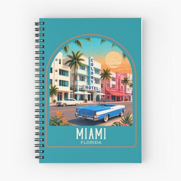 Item preview, Miami Vintage Travel Illustration designed and sold by HomeLivingCo.