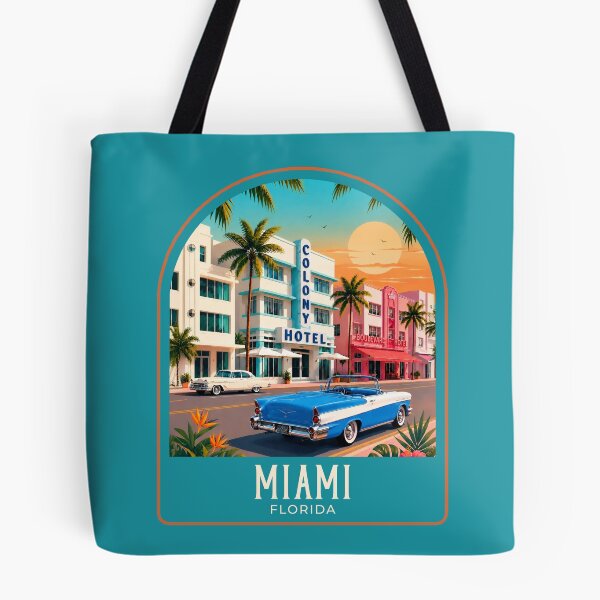 Item preview, Miami Vintage Travel Illustration designed and sold by HomeLivingCo.