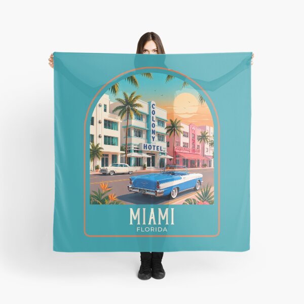 Item preview, Miami Vintage Travel Illustration designed and sold by HomeLivingCo.