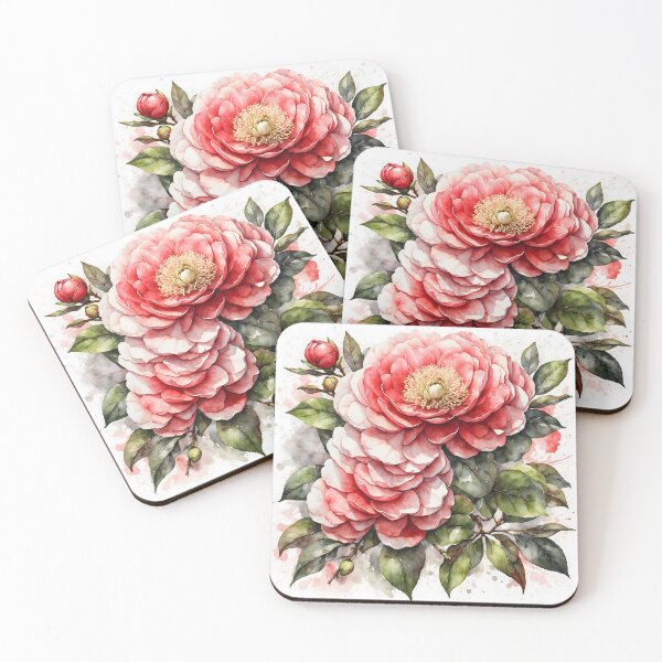 Item preview, Camellia Flower Watercolor Painting designed and sold by RawNaturePrints.