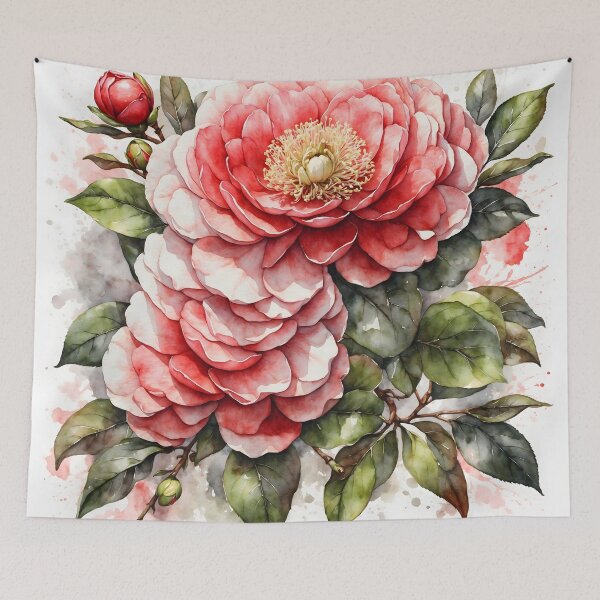 Item preview, Camellia Flower Watercolor Painting designed and sold by RawNaturePrints.