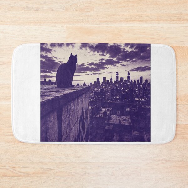 Item preview, Nine Lives Vintage Purple Cat City Skyline Retro designed and sold by Piising.
