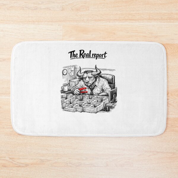 Item preview, The Real Report – Burnout Minotaur Office Art, Red Stapler Maze Illustration designed and sold by EdgeSphere.