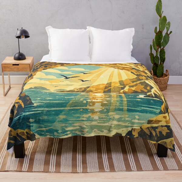Item preview, Sea Cave Sunrise: Golden Cave Entrance Beach Seascape Ocean Vista Art designed and sold by irfanshikh.