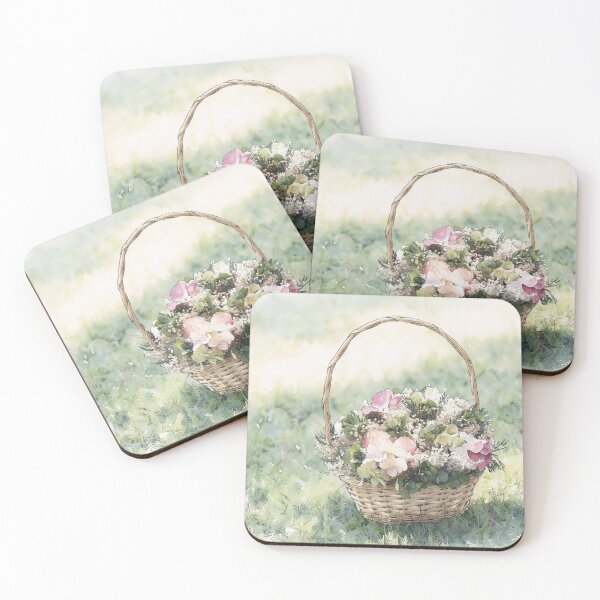 Aperçu de l'œuvre Panier de fleurs d'été à l'aquarelle créée et vendue par tomorrowsart.