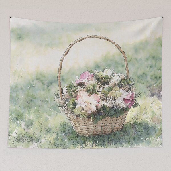 Item preview, Summer Basket of Flowers in Watercolor designed and sold by tomorrowsart.
