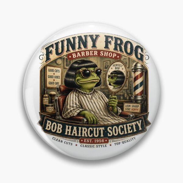 Item preview, Funny Frog Bob Haircut Society Vintage Barber Shop Shirt designed and sold by Masloshop.