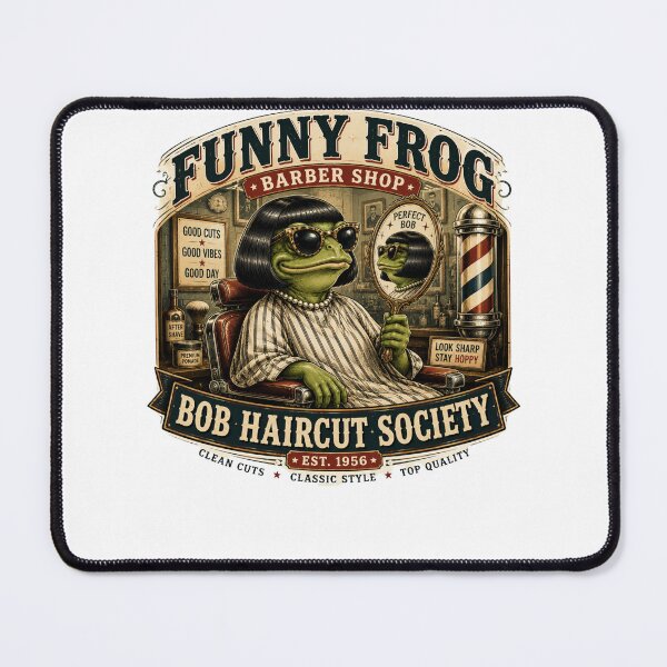 Item preview, Funny Frog Bob Haircut Society Vintage Barber Shop Shirt designed and sold by Masloshop.