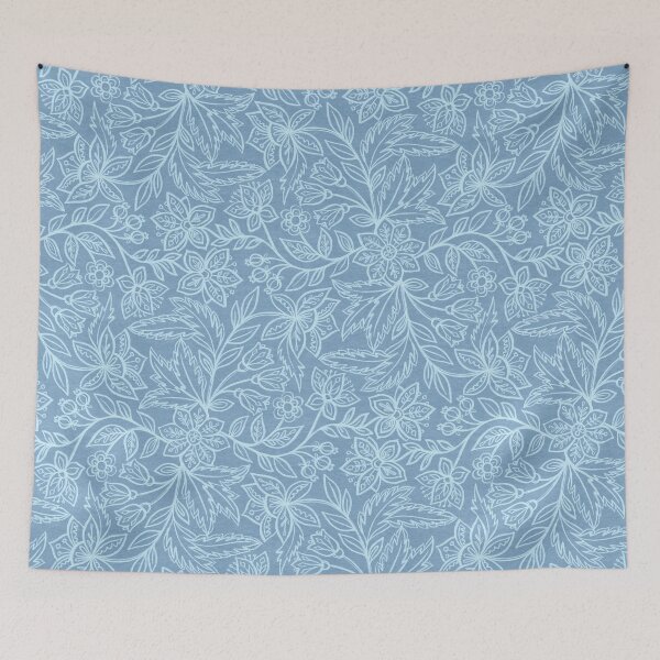 Item preview, Blue Linen Floral Sketchwork Chintz designed and sold by micklyn.