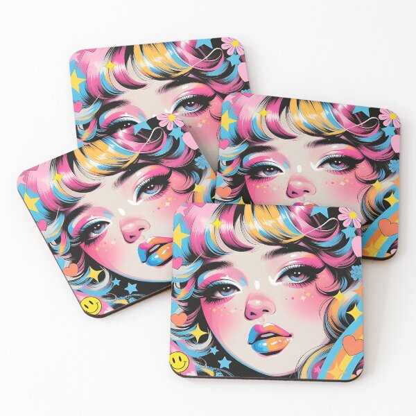 Item preview, Rainbow Pop Art Girl with Hearts and Stars designed and sold by HappyOops.