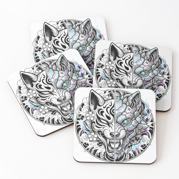 Item preview, Cyber-Kitsune Split Mask designed and sold by Neo Tokio.
