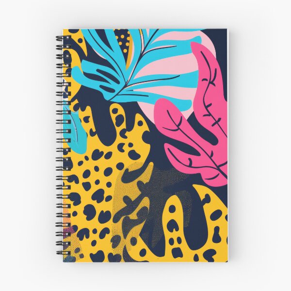 Item preview, Colorful illustration of tropical leaves, leopard print and abstract shapes in vibrant colors.  designed and sold by Soft Oddity.