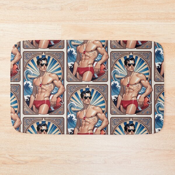 Item preview, Art Deco Muscular Lifeguard Vintage Poster Art designed and sold by ZhivanCrimson.