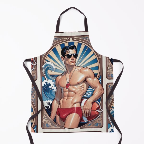 Item preview, Art Deco Muscular Lifeguard Vintage Poster Art designed and sold by ZhivanCrimson.